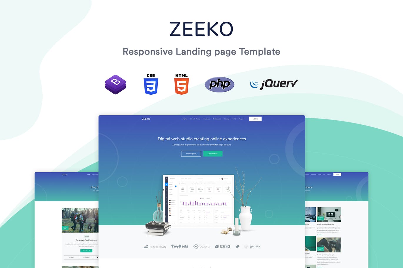 Bootstrap框架互联网公司网站HTML模板16设计网精选 Zeeko – Landing Page Template插图