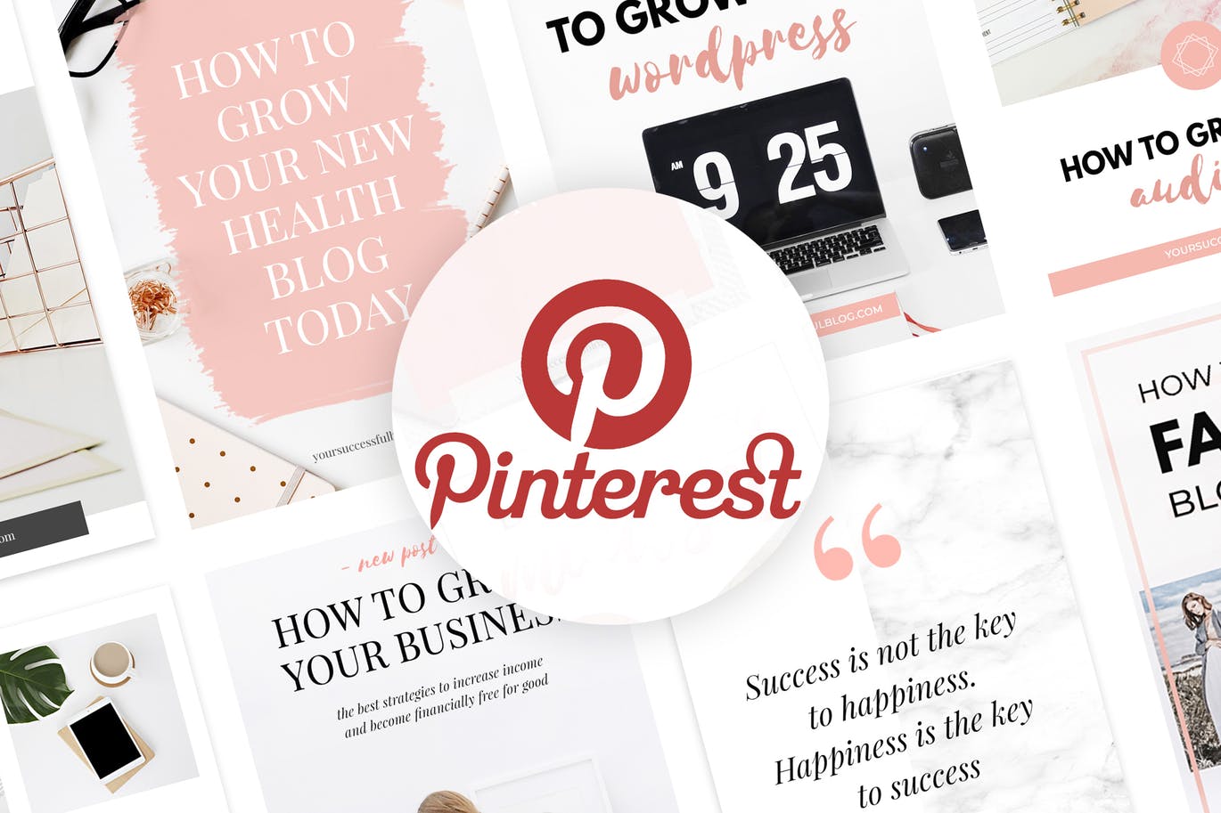 10款粉色主题Pinterest社交贴图广告设计模板素材库精选v2 Canva Pinterest Templates V.2插图(3)