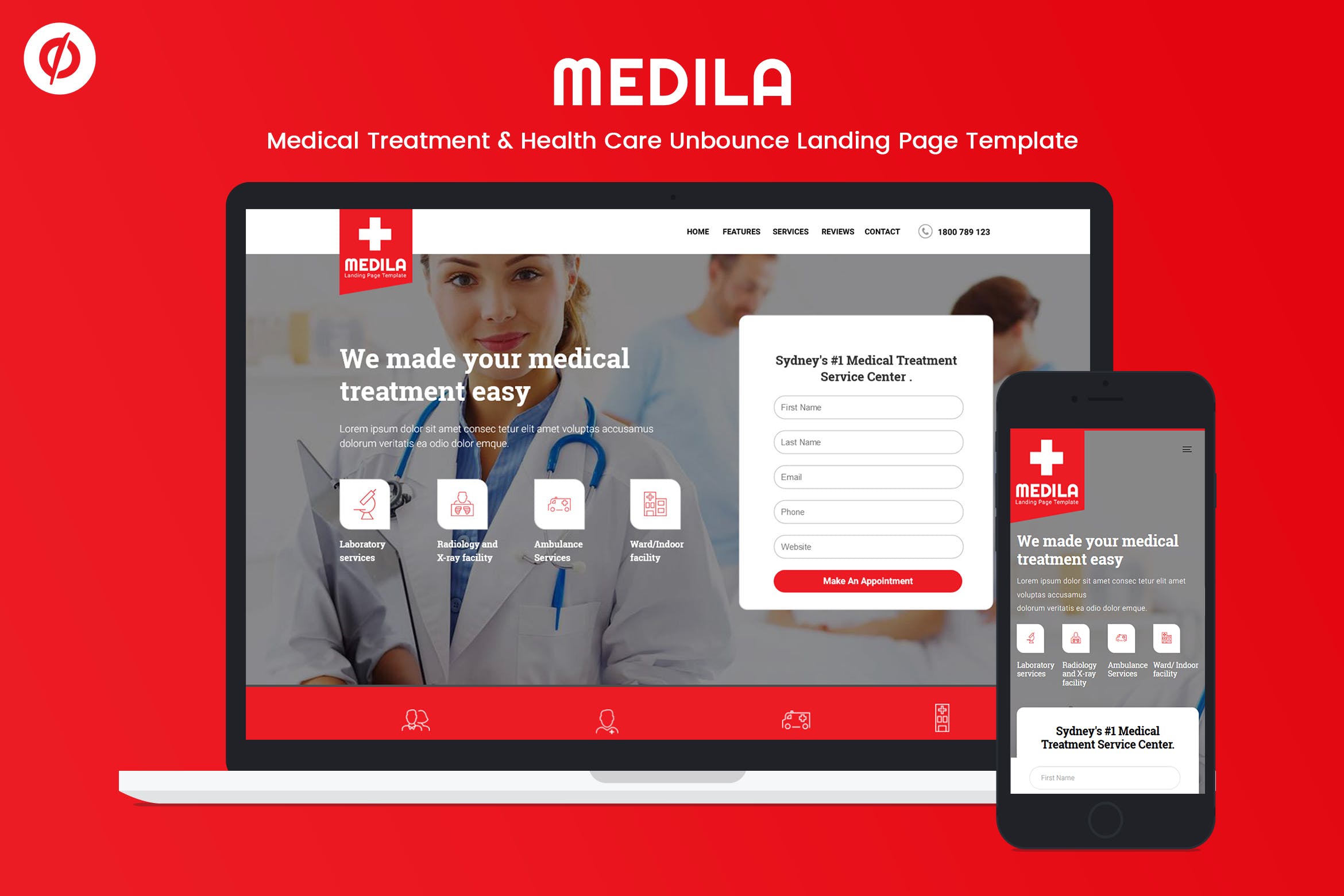 医药&健康护理网站着陆页CMS模板非凡图库精选 Medila – Medical & Health Care Unbounce Template插图