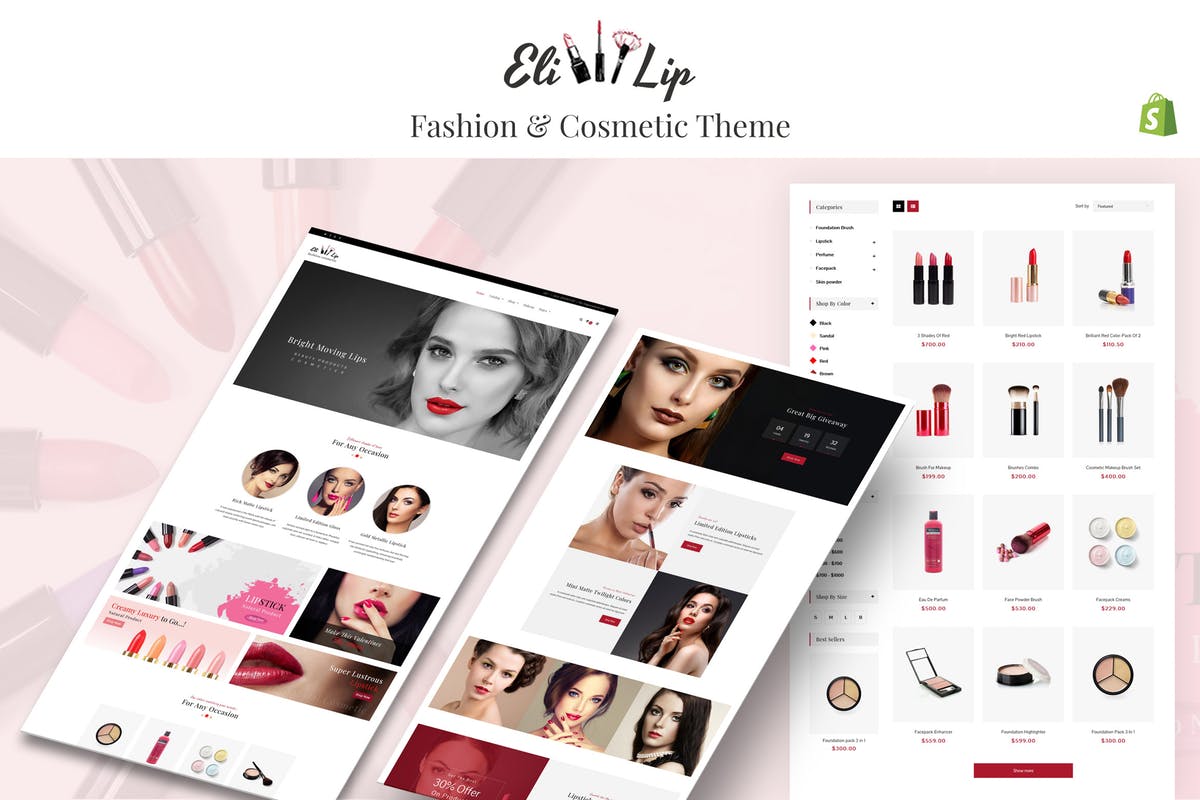 化妆品网上商城外贸网站Shopify主题模板素材库精选 Eli – Lipstick & Nail Polish Store Shopify Theme插图