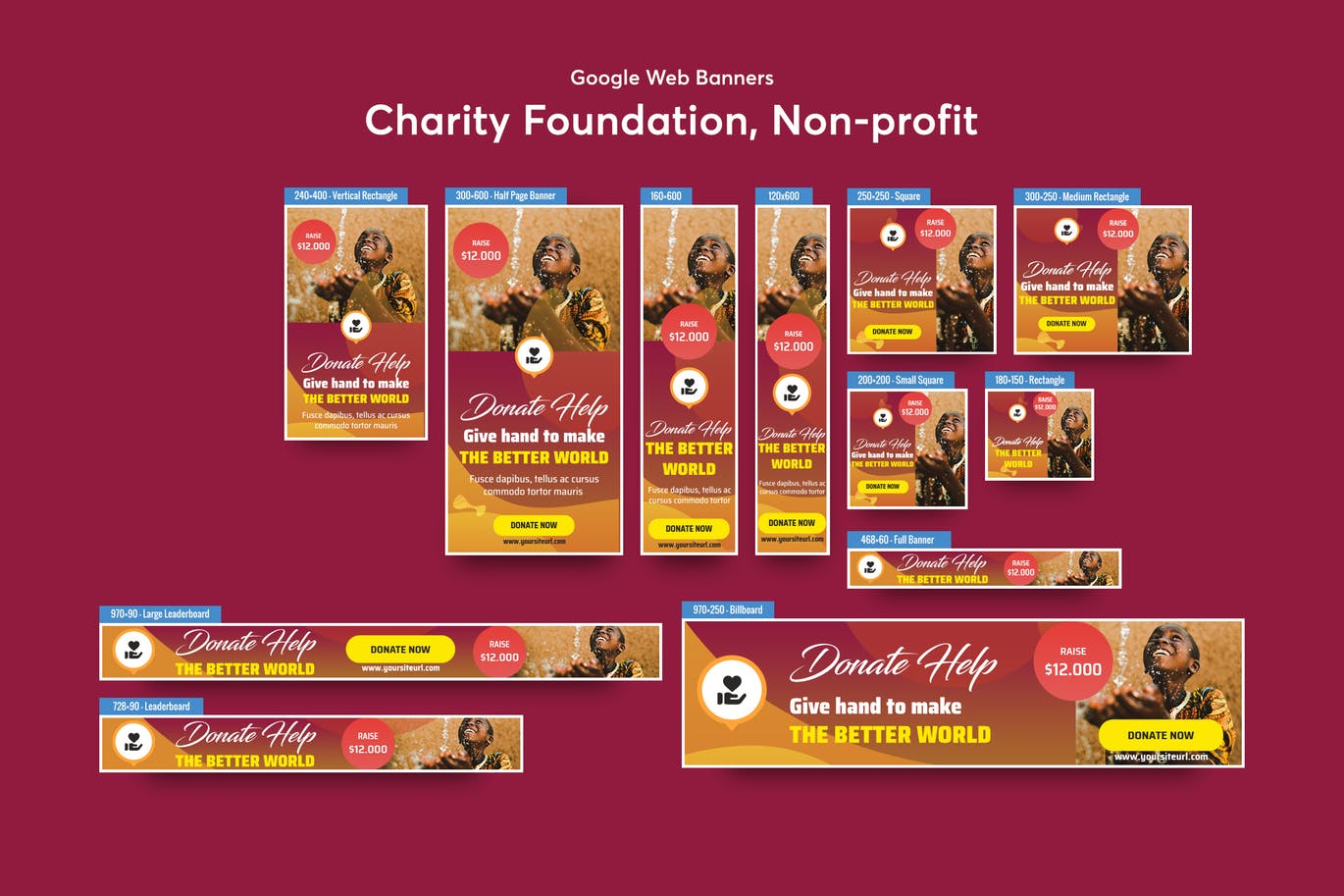 慈善基金会非营利组织推广Banner普贤居精选广告模板 Charity Foundation, Non-profit Banners Ad插图