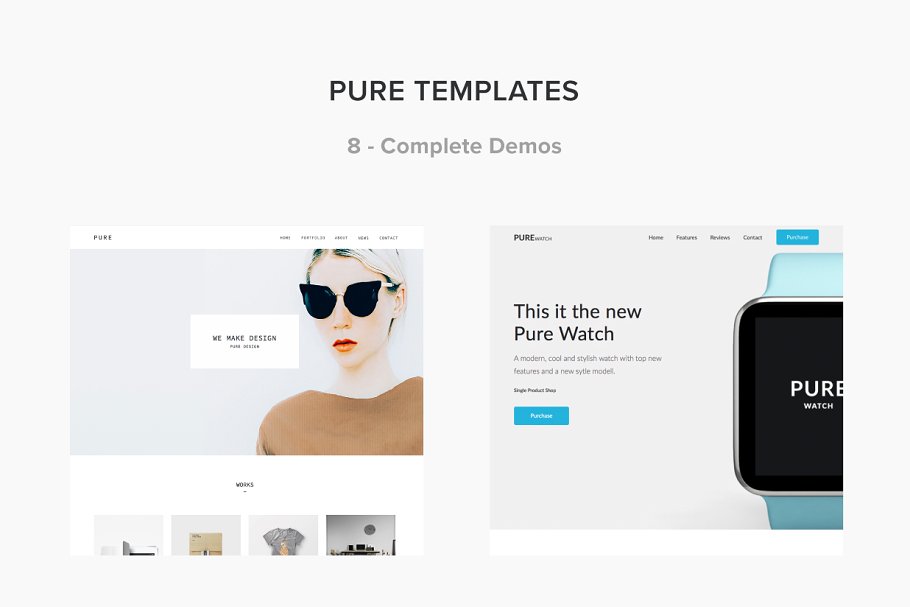 创意工作室个人博客Muse网站模板素材库精选 Pure – Full Responsive Muse Template插图(2)