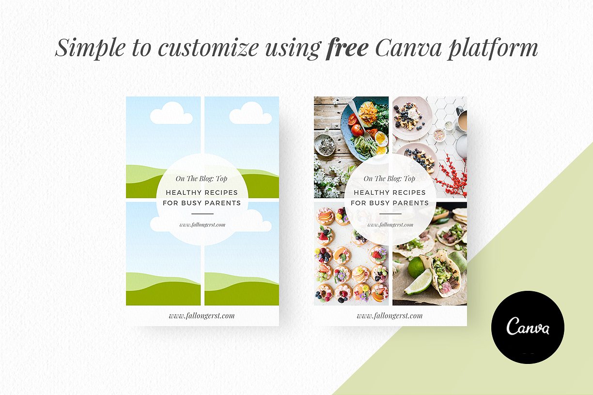 时髦的食物博客Canva模板16设计网精选下载 Food Blogger Pinterest Templates [jpg,pdf]插图(9)