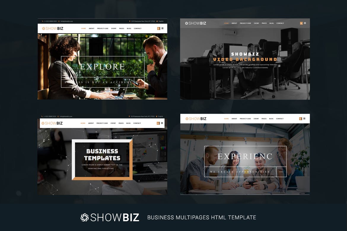 创意响应式设计风格多用途企业网站HTML模板素材库精选 Showbiz – Multipages Business HTML Template插图(1)