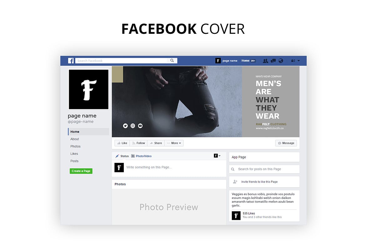 男性时尚媒体Facebook主页封面设计模板非凡图库精选 Ragfelt Man Fashion Facebook Cover插图(2)