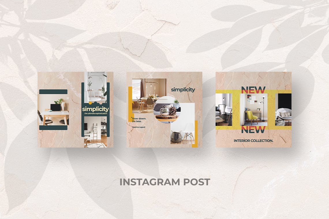 北欧风格家具内饰品牌Instagram社交推广素材 Home Interior – Instagram Post Template插图(4)