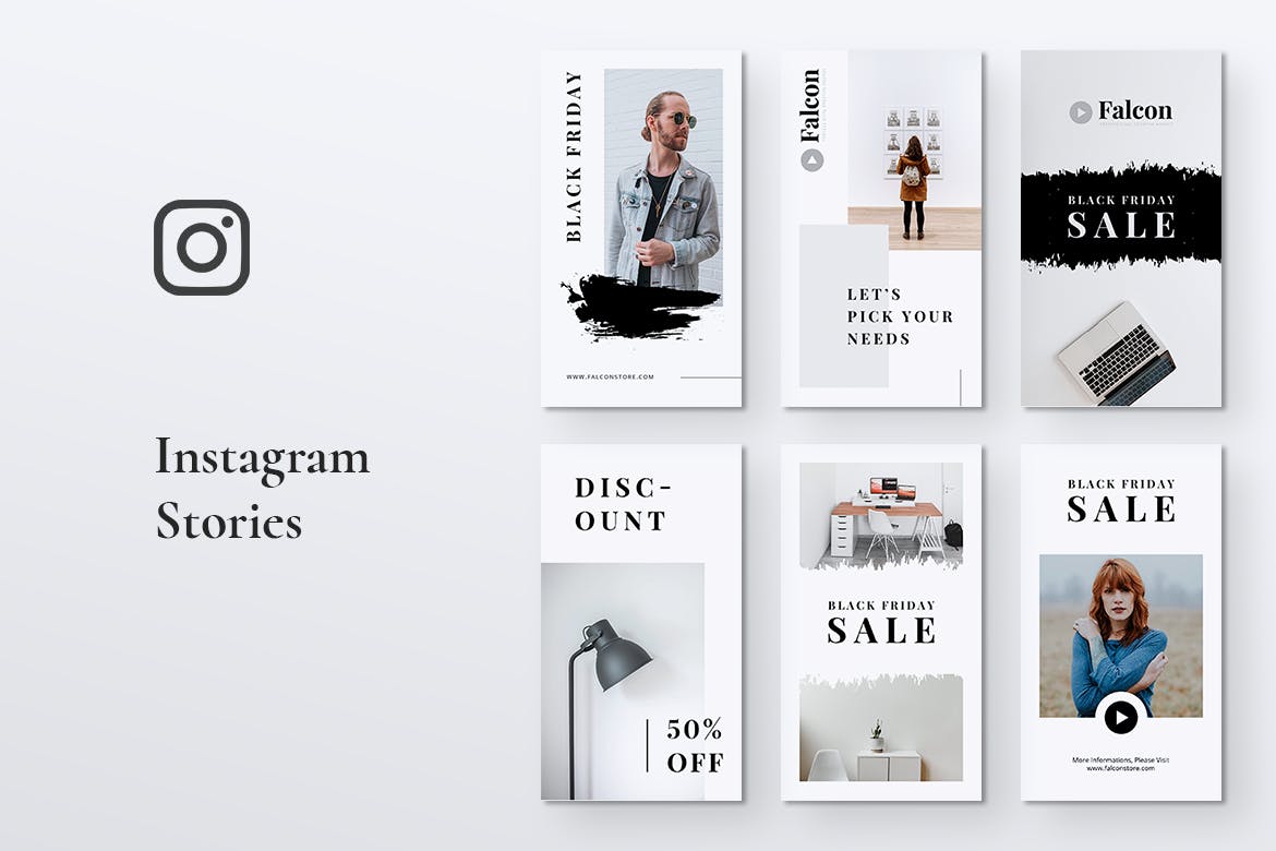 创意设计代理Instagram品牌推广设计模板16设计网精选 FALCON Creative Agency Instagram Stories插图(2)