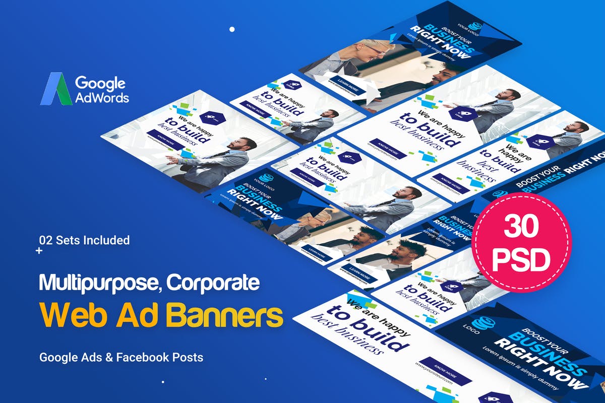 实用多尺寸网站Banner非凡图库精选广告模板套装 Multipurpose, Corporate Banners Ad插图