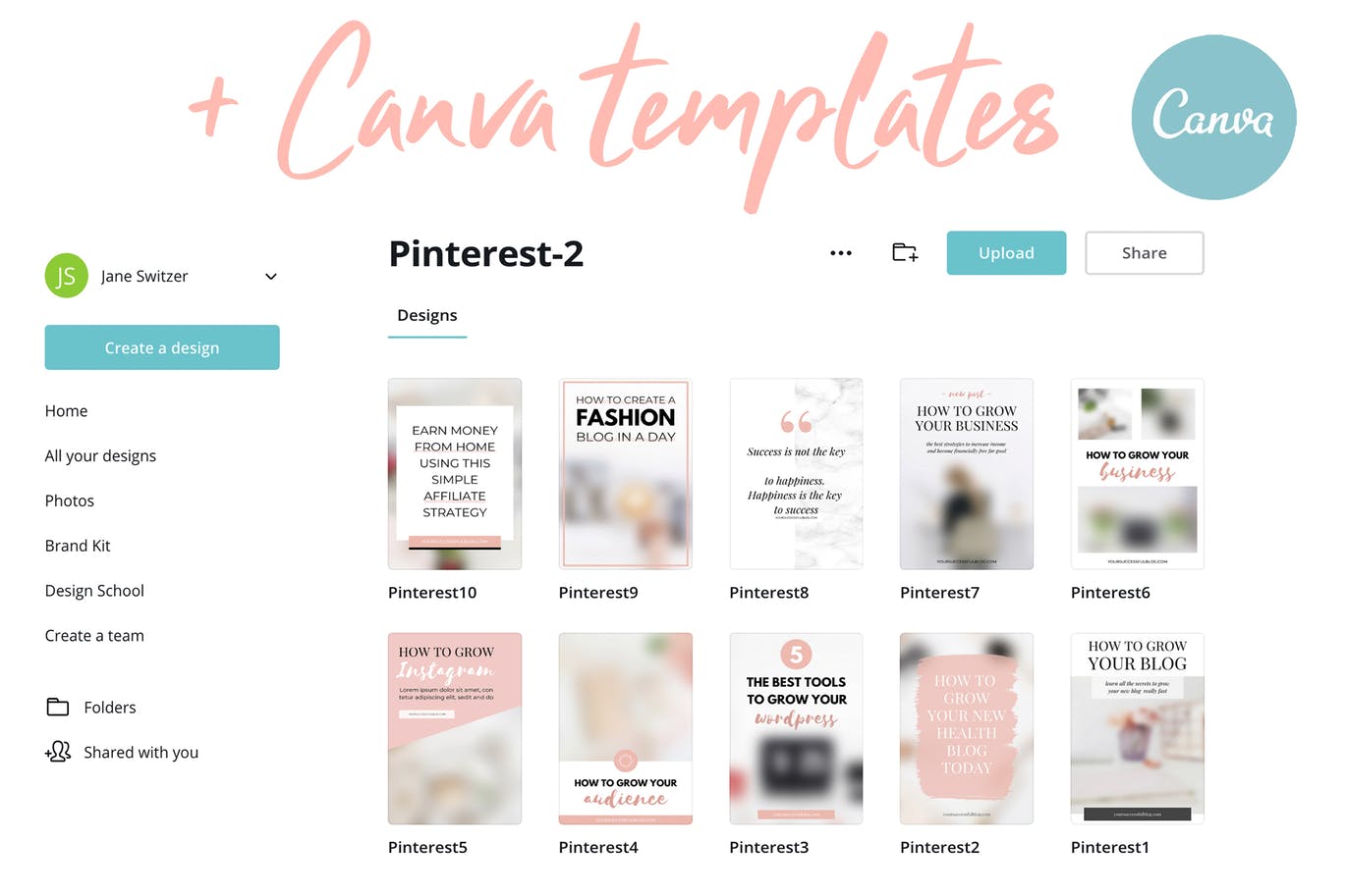 10款粉色主题Pinterest社交贴图广告设计模板素材库精选v2 Canva Pinterest Templates V.2插图(2)