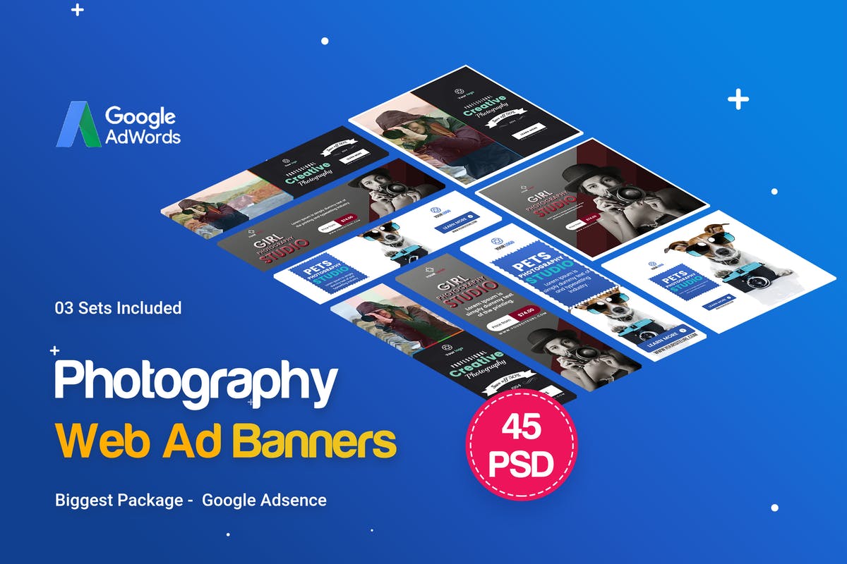 摄影服务宣传推广Banner广告模板[45个PSD] Photography Banners Ad – 45PSD [03 Sets]插图