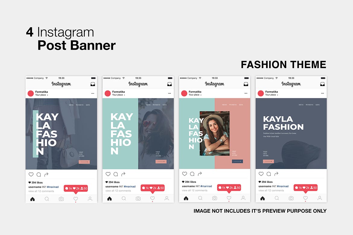 Instagram社交网站推广贴图设计模板素材库精选素材 Kayla Fashion Instagram Post插图(1)