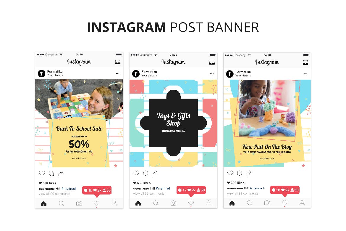 玩具及礼品店Instagram广告贴图设计模板16图库精选 Toys & Gift Shop Instagram Post Banner插图(1)