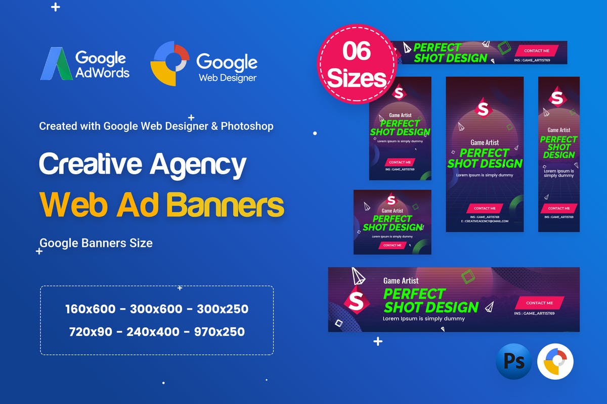创意品牌促销谷歌广告Banner设计模板素材 Creative, Startup Agency Banners HTML5 D41 – GWD插图