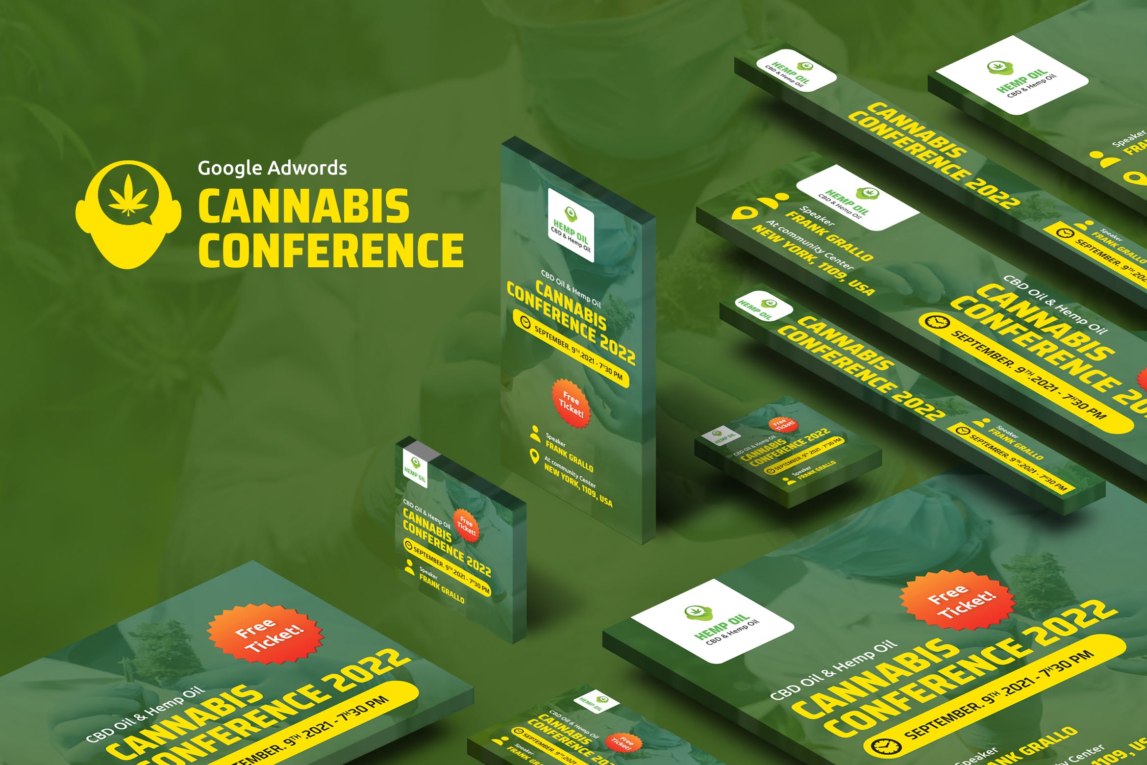 医疗生物研究会议推广Banner素材库精选广告模板素材 Cannabis Conference Banners Ad插图