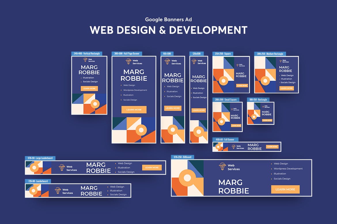 网站设计&开发服务商广告Banner设计套装v2 Web Design & Development Services Banners Ad插图(1)