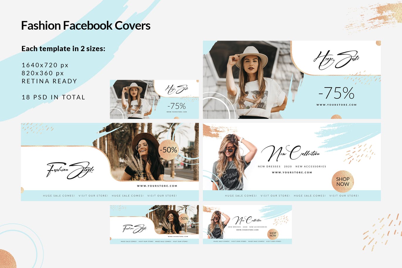 时尚品牌打折促销Facebook封面设计模板普贤居精选 Fashion Facebook Covers插图(1)