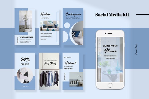 社交媒体新媒体促销16设计网精选广告模板集 Claretta – Social Media Kit插图(3)