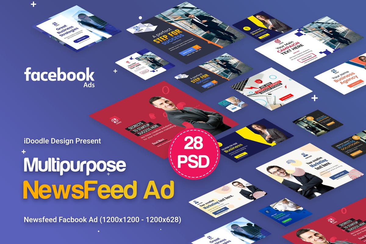 NewsFeed多用途FB商业Banner广告模板 NewsFeed Multipurpose, Business Banners Ad插图