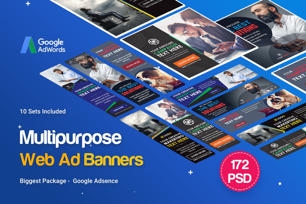 172个多用途商业广告Banner素材库精选广告模板 Multipurpose Banners Ad – 172PSD [ 10 Sets ]插图