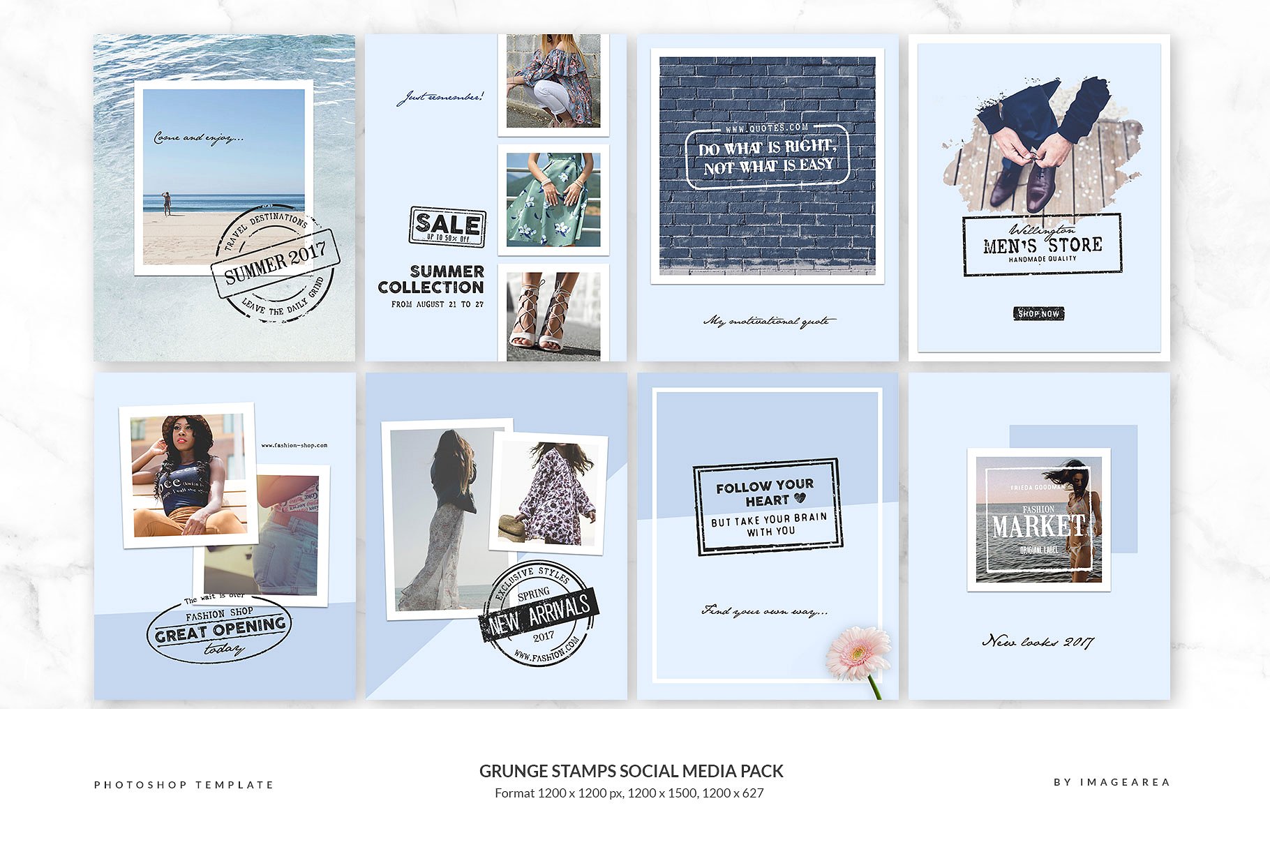 社交媒体、博客插图设计素材包 Grunge stamps Social Media Pack插图(3)