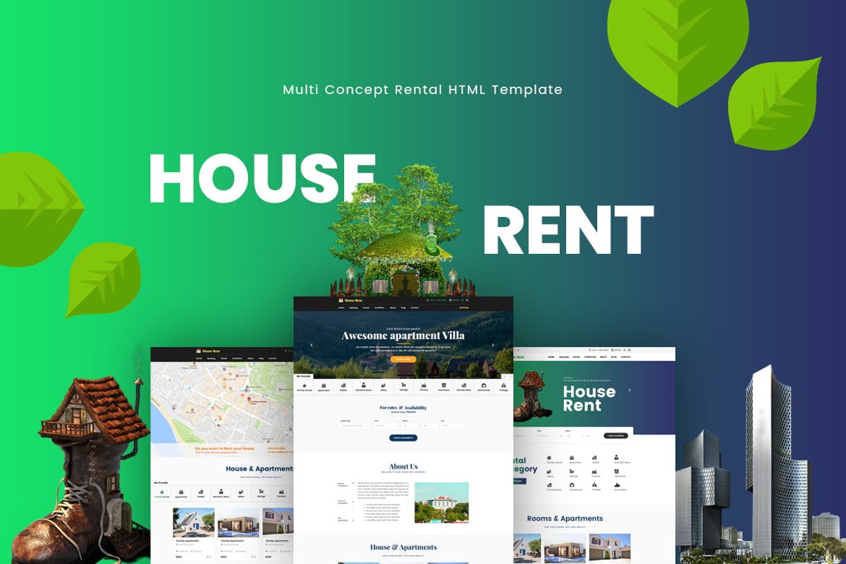 房屋租赁出售网站HTML模板素材库精选 HouseRent插图