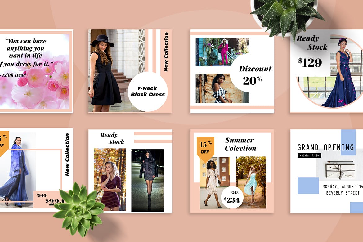 时尚服装社交促销广告设计模板16设计网精选 Sunny Social Media Kit插图(2)