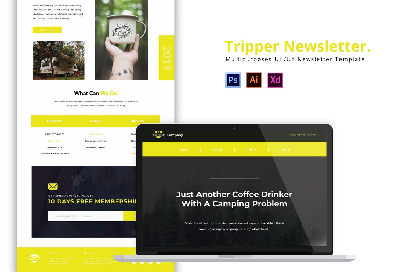 户外野营品牌网站邮件订阅设计模板 Tripper Newsletter插图