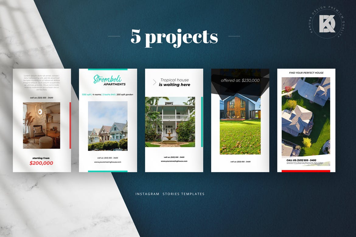 房地产品牌Instagram推广设计素材 Real Estate Instagram Stories Pack插图(2)