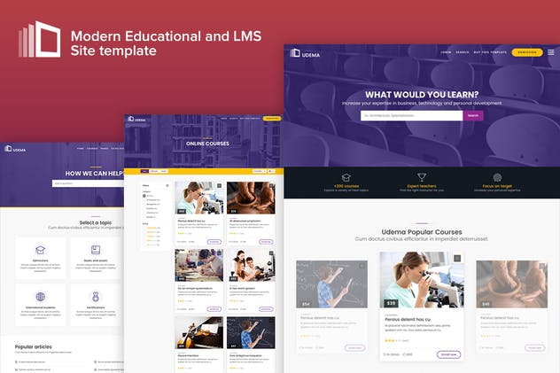 现代教育网站HTML模板素材库精选 Udema – Modern Educational Site Template插图(1)