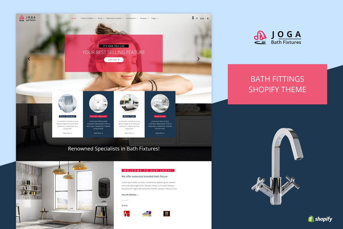 浴室厨卫设备外贸商城Shopify主题模板16设计网精选 Joga | Bath Fittings Shopify Theme插图
