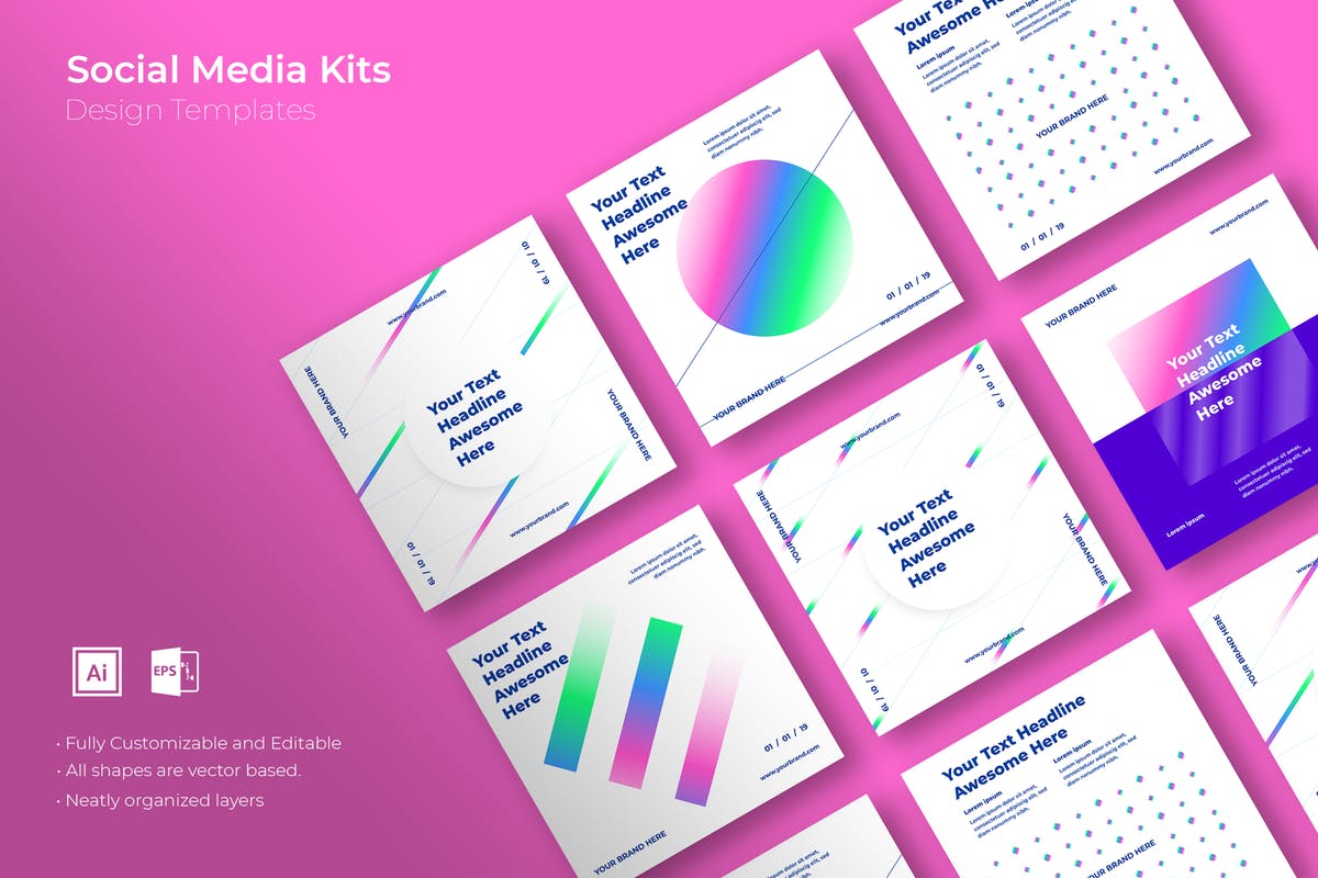 社交媒体正方形广告&贴图创意设计模板16设计网精选v30 SRTP – Social Media Kit.30插图