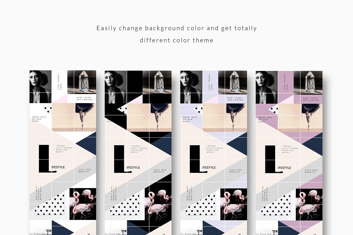 时尚高端几何形状布局的Instagram模板素材库精选 Instagram PUZZLE template -Geometric [psd]插图(1)