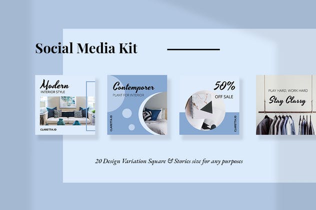 社交媒体新媒体促销16设计网精选广告模板集 Claretta – Social Media Kit插图(1)