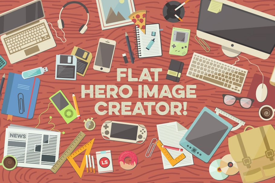 扁平设计风格巨无霸Banner非凡图库精选广告模板 Flat Hero Image Creator插图