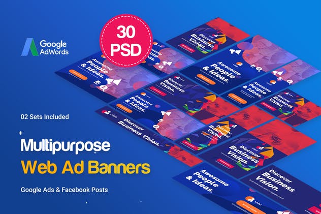多用途多尺寸谷歌Banner素材库精选广告模板 Multipurpose, Business, Startup Banners Ad插图(1)