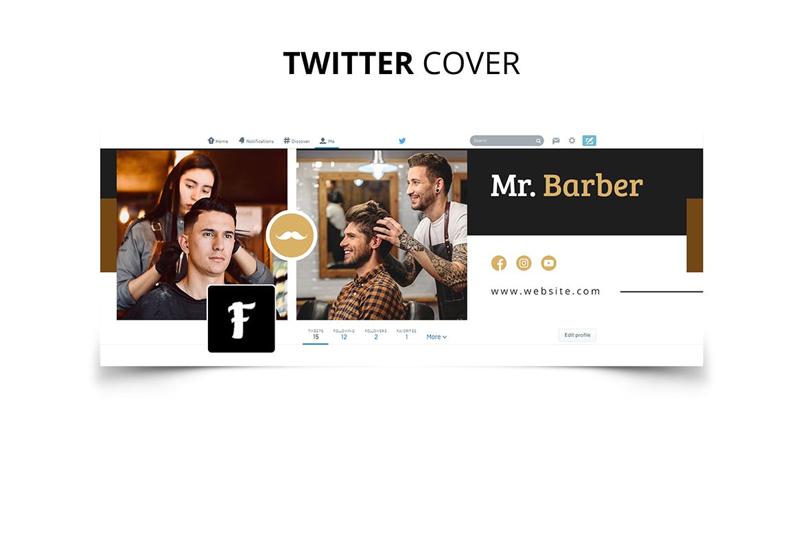 发型设计工作室社交推广设计素材包 Mr Barber Barbershop Social Media Kit插图(9)