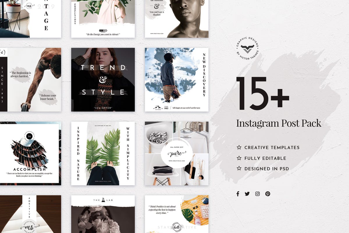 15+Instagram社交媒体平台社交故事广告模板非凡图库精选 Stylish Instagram Stories Template插图