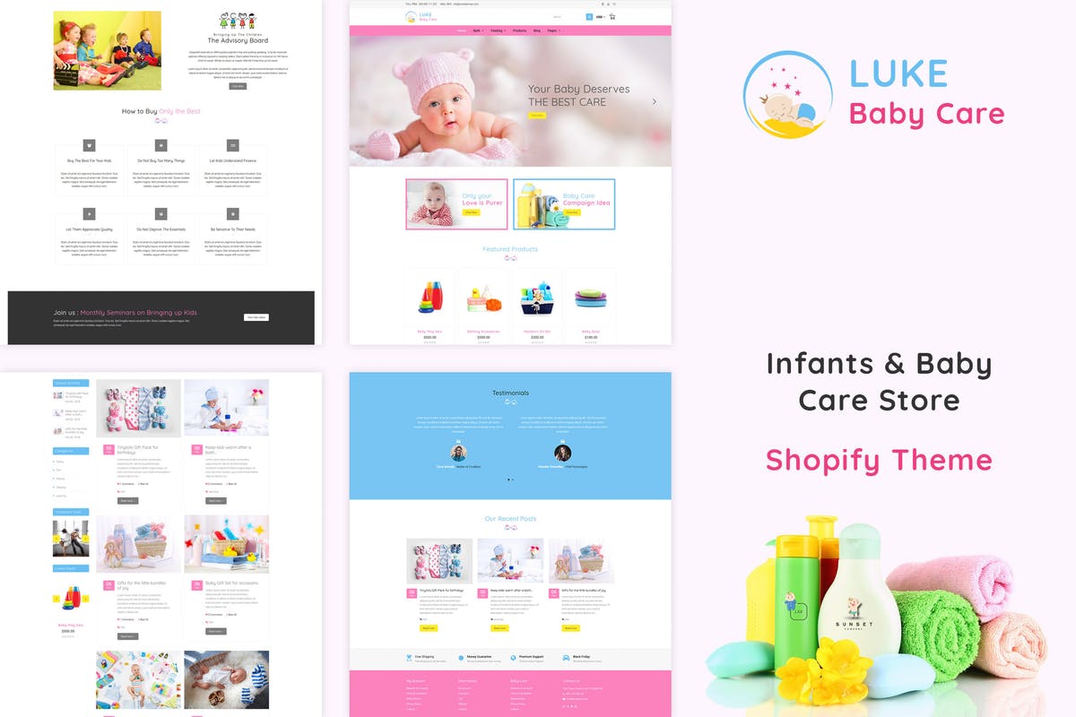 婴儿儿童用品商城Shopify主题 Luke – Infants & Baby Care Store Shopify Theme插图
