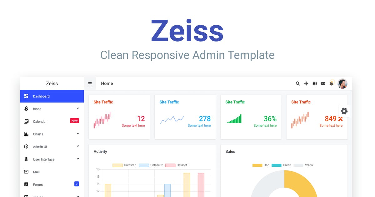 简约响应式设计网站管理后台HTML模板素材库精选 Zeiss – Clean Responsive Admin Template插图