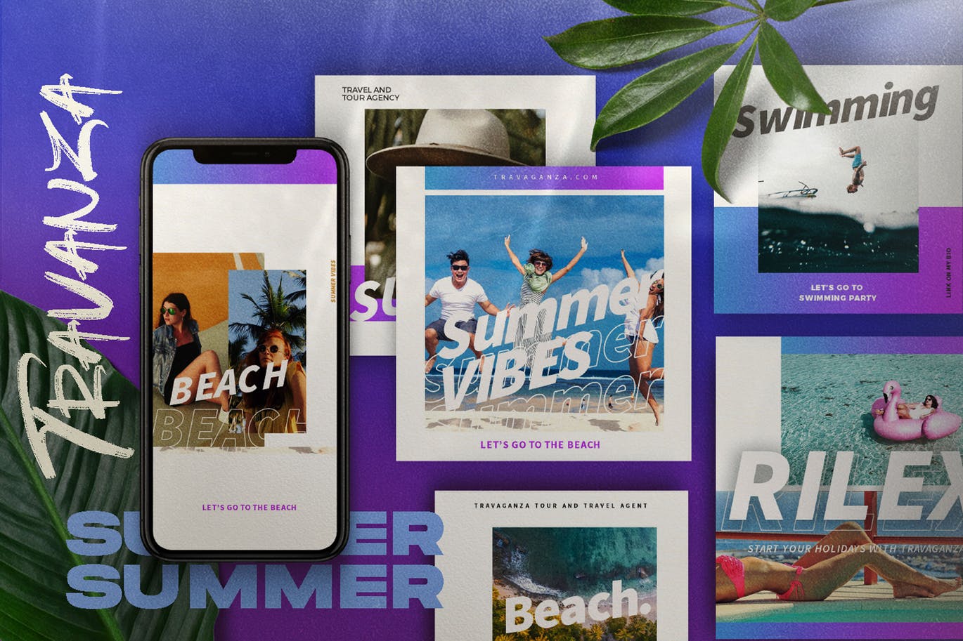 夏季主题社交媒体设计模板非凡图库精选素材 TRANSVANZA – Summer Social Media Template+Stories插图