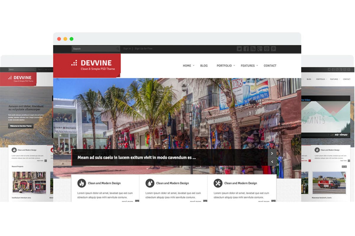 现代简约风响应式HTML5网站模板素材库精选 Devvine – Modern & Clean Responsive Site Template插图