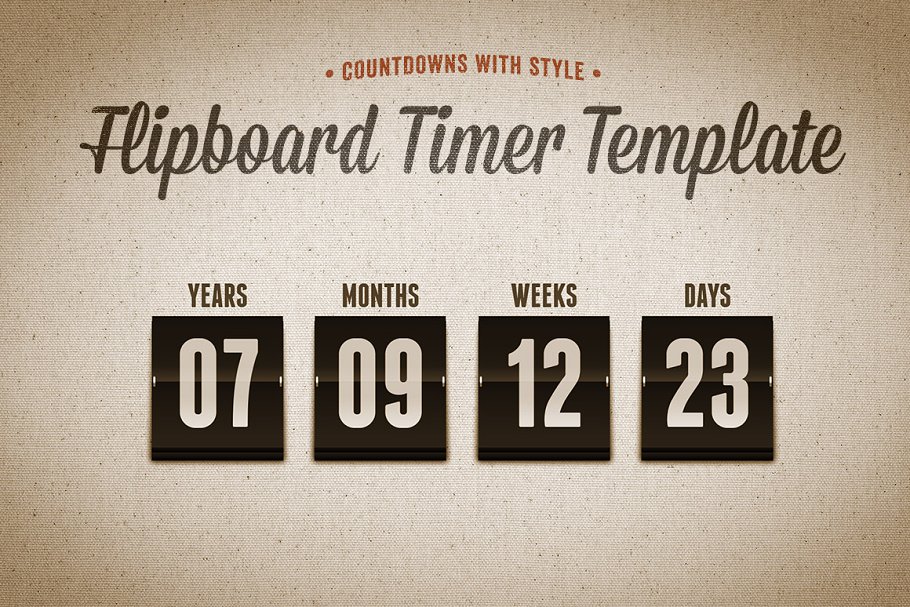 翻页倒计时页面PSD模板素材库精选 Flipboard Countdown Timer Template插图