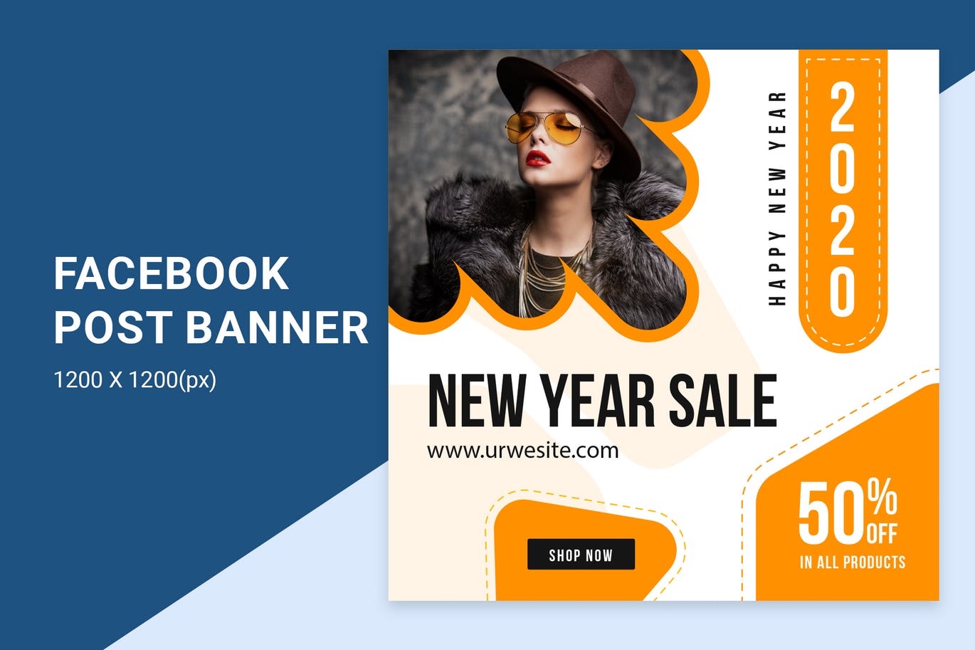 Facebook社交网站新年促销活动广告Banner设计模板16设计网精选 New Year | Facebook Post Banner插图