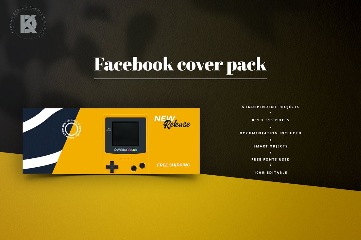 复古风格Facebook主页封面设计模板非凡图库精选 Retro Facebook Cover Pack插图(1)
