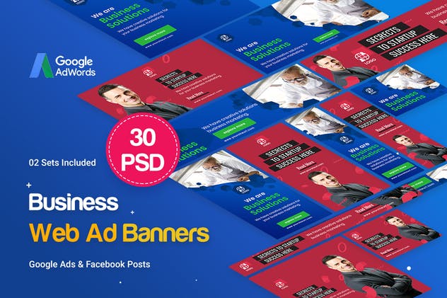 公司业务品牌宣传谷歌广告Banner设计模板 Multipurpose, Business, Startup Banners Ad插图(1)