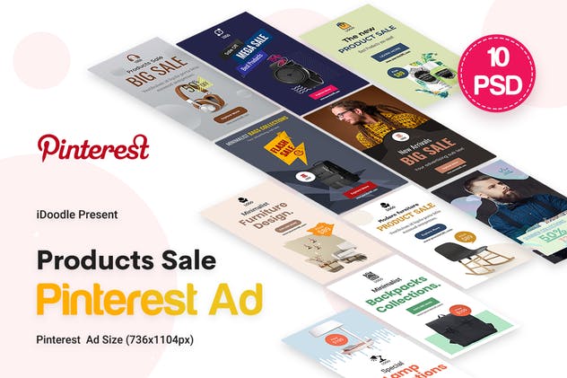电商促销活动Pinterest广告Banner设计 Products Sale Pinterest Ad插图(1)