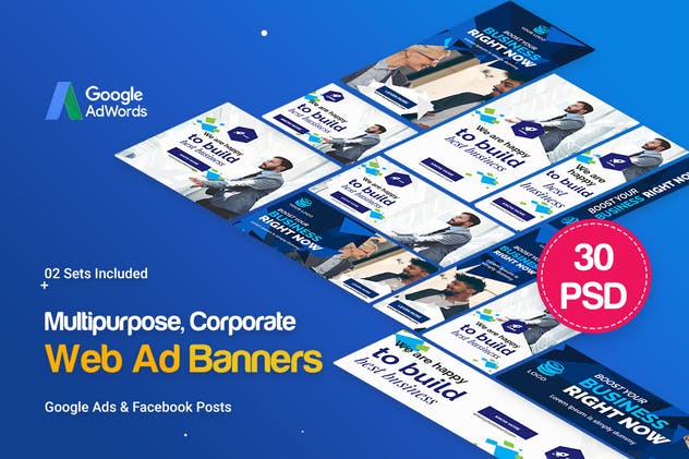 实用多尺寸网站Banner非凡图库精选广告模板套装 Multipurpose, Corporate Banners Ad插图(1)
