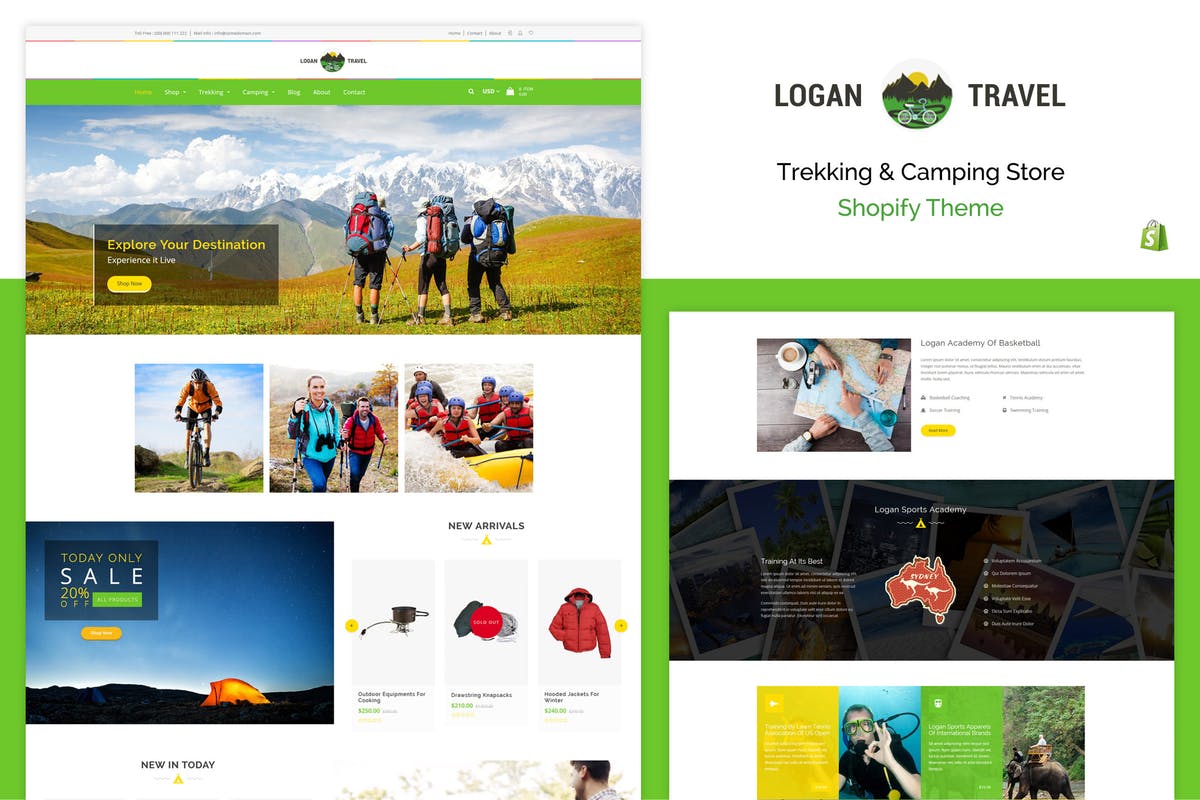徒步旅行和露营装备网上商城Shopify主题模板非凡图库精选 Logan – Trekking & Camping Store Shopify Theme插图