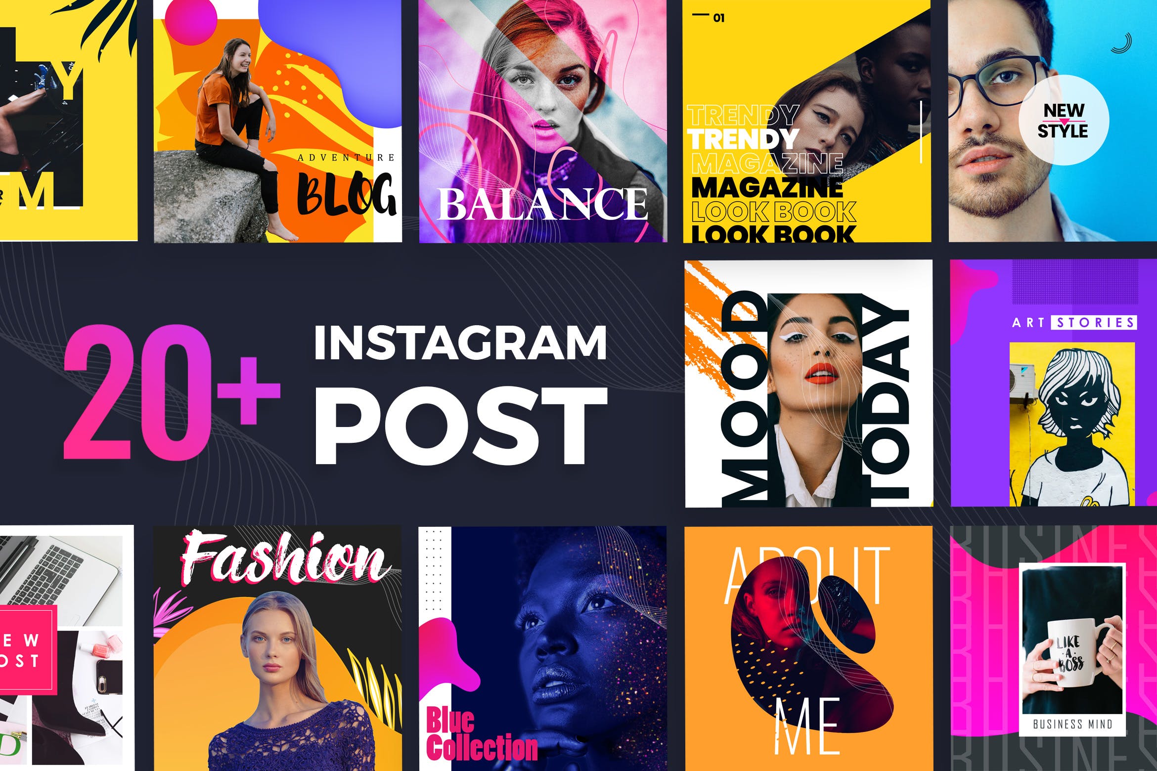 适用于时尚行业Instagram推广的设计素材包 Instagram Post Templates插图