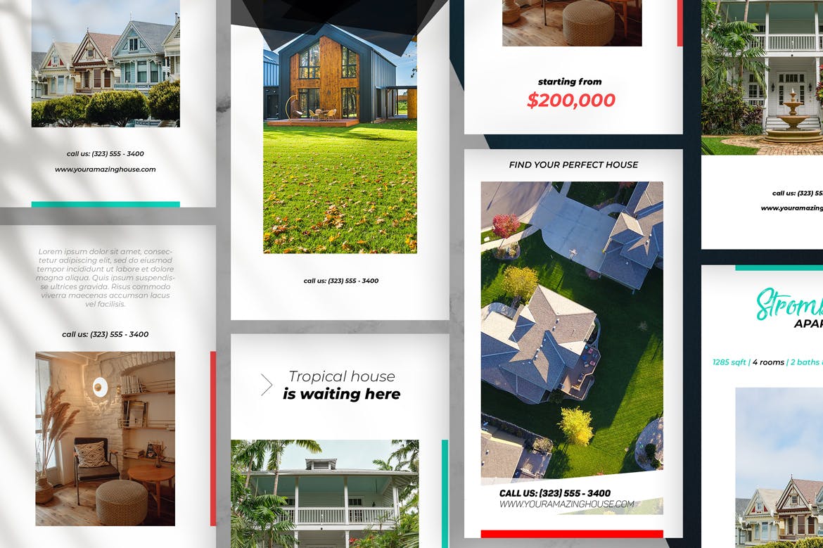 房地产品牌Instagram推广设计素材 Real Estate Instagram Stories Pack插图(3)
